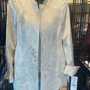 Nina Mclemore floral gold lurex long car coat nwt 00